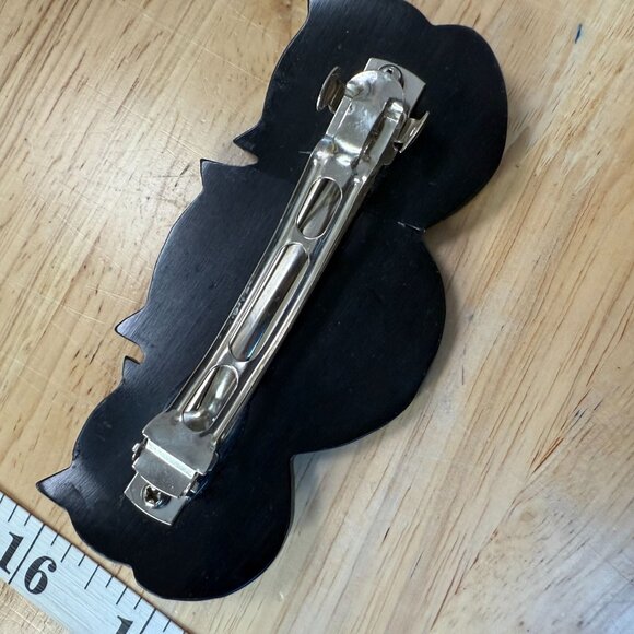 Vintage Lee Sands Owl Barrette Mother-Of-Pearl Inlay Hair Clip 1970s/1980s Handm - Picture 5 of 9